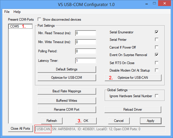 USBCOM Configurator